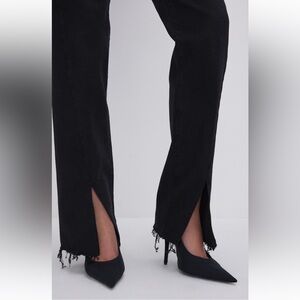 Good American Good Boy Twisted Slit Black Jeans